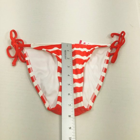 Xhilaration Women's Sz XS 00 Hipster String Bikini Swim Bottom Red White Striped - Picture 8 of 10